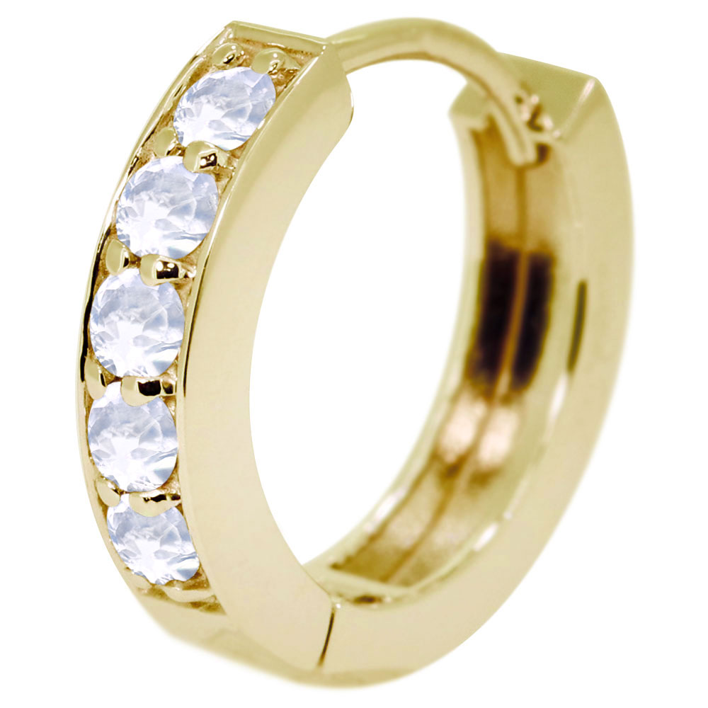 ピアス メンズ 18k フープピアス ロイヤルブルームーンストーン 片耳 中折れ ゴールド 6月誕生石 父の日 2026