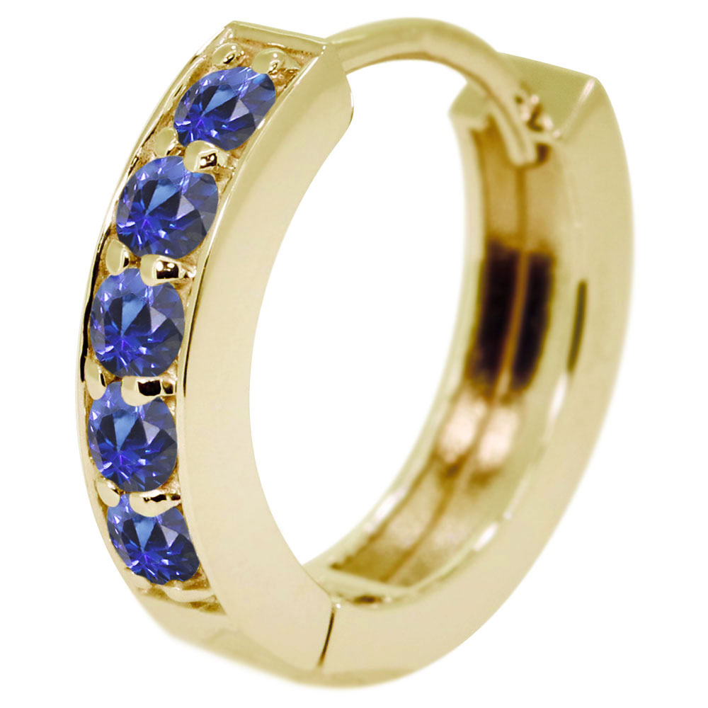 楽天市場】ピアス メンズ 18k フープピアス サファイア 片耳 中折れ