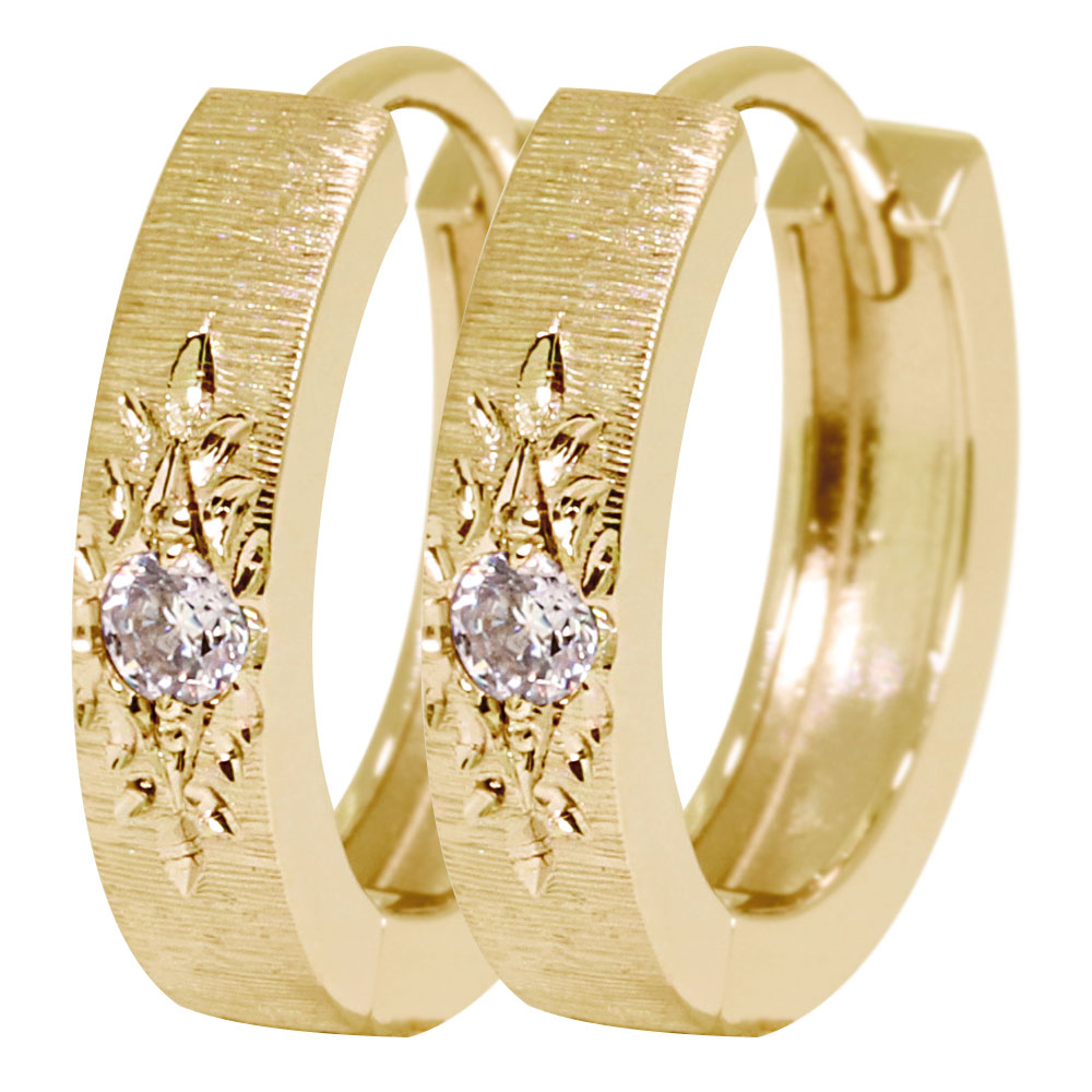 ピアス 18k 18金 フープピアス レディース ゴールド ピンク ダイヤモンド 中折れ 手彫り 両耳｜PLEJOUR 誕生石ジュエリー専門店