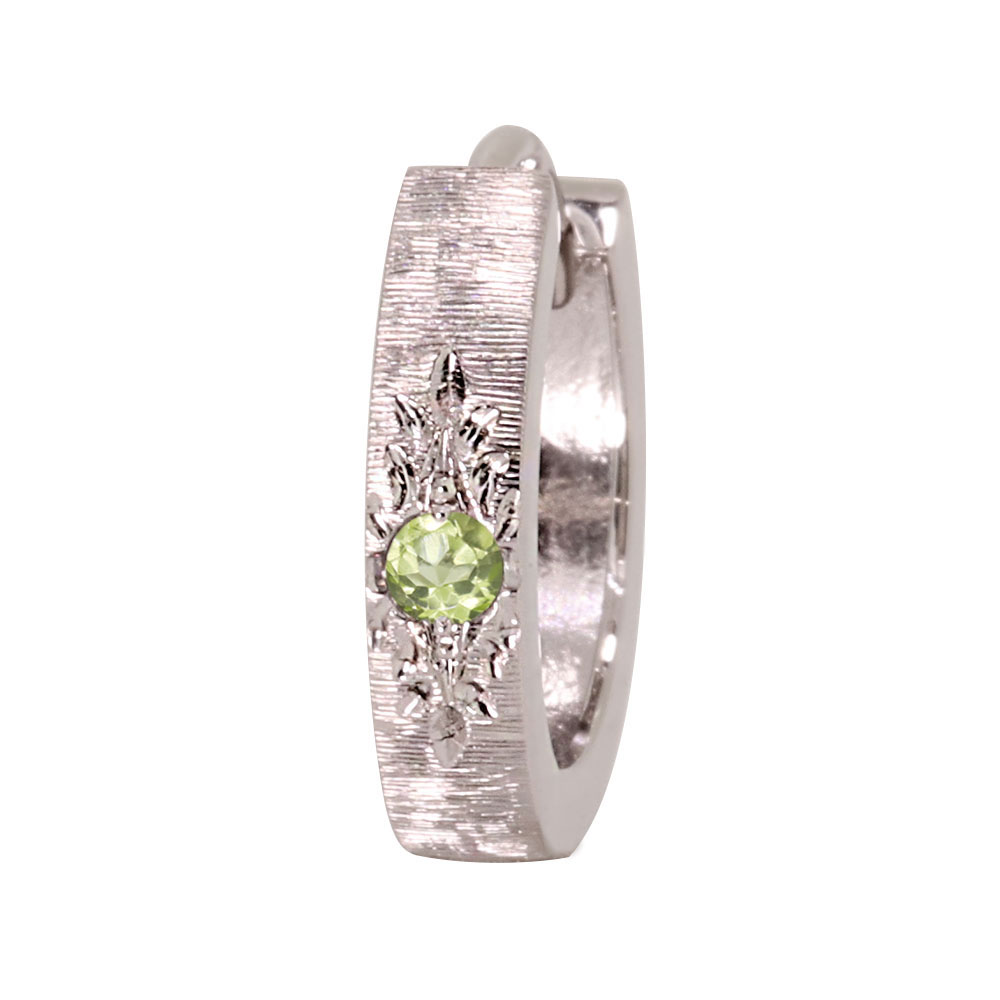 最も ピアス ピアス 18k フープピアス メンズ 片耳 中折れ 18金 イエローゴールド 彫り ペリドット 8月:PLEJOUR 誕生石 ジュエリー専門店