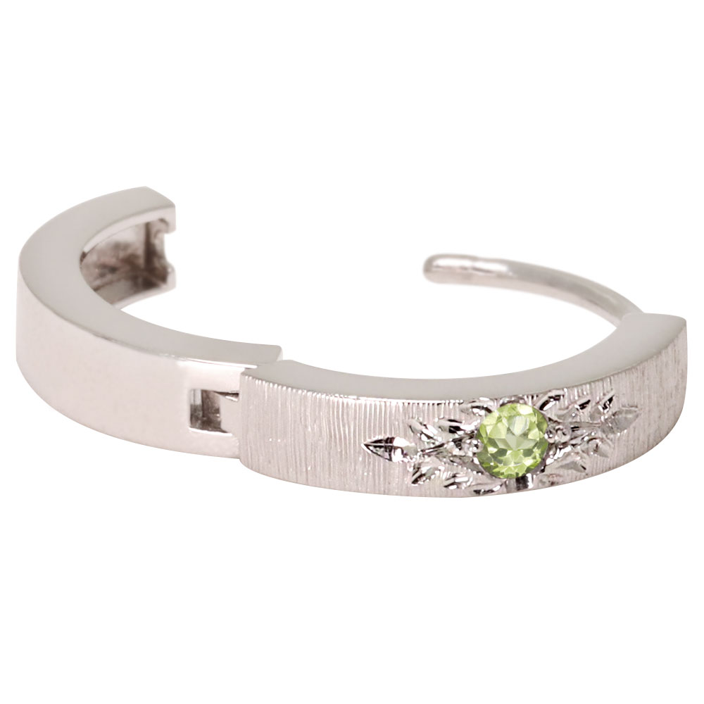 最も ピアス ピアス 18k フープピアス メンズ 片耳 中折れ 18金 イエローゴールド 彫り ペリドット 8月:PLEJOUR 誕生石 ジュエリー専門店