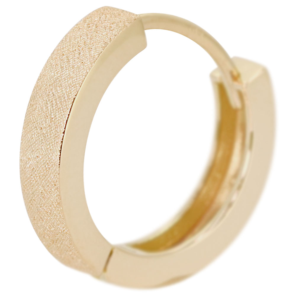 K18　D0.08ct　中折れ式　フープピアス　片耳　YG　クロス　花　小さめ K18　D0.08ct　中折れ式　フープピアス　片耳　YG　クロス　花　小さめ