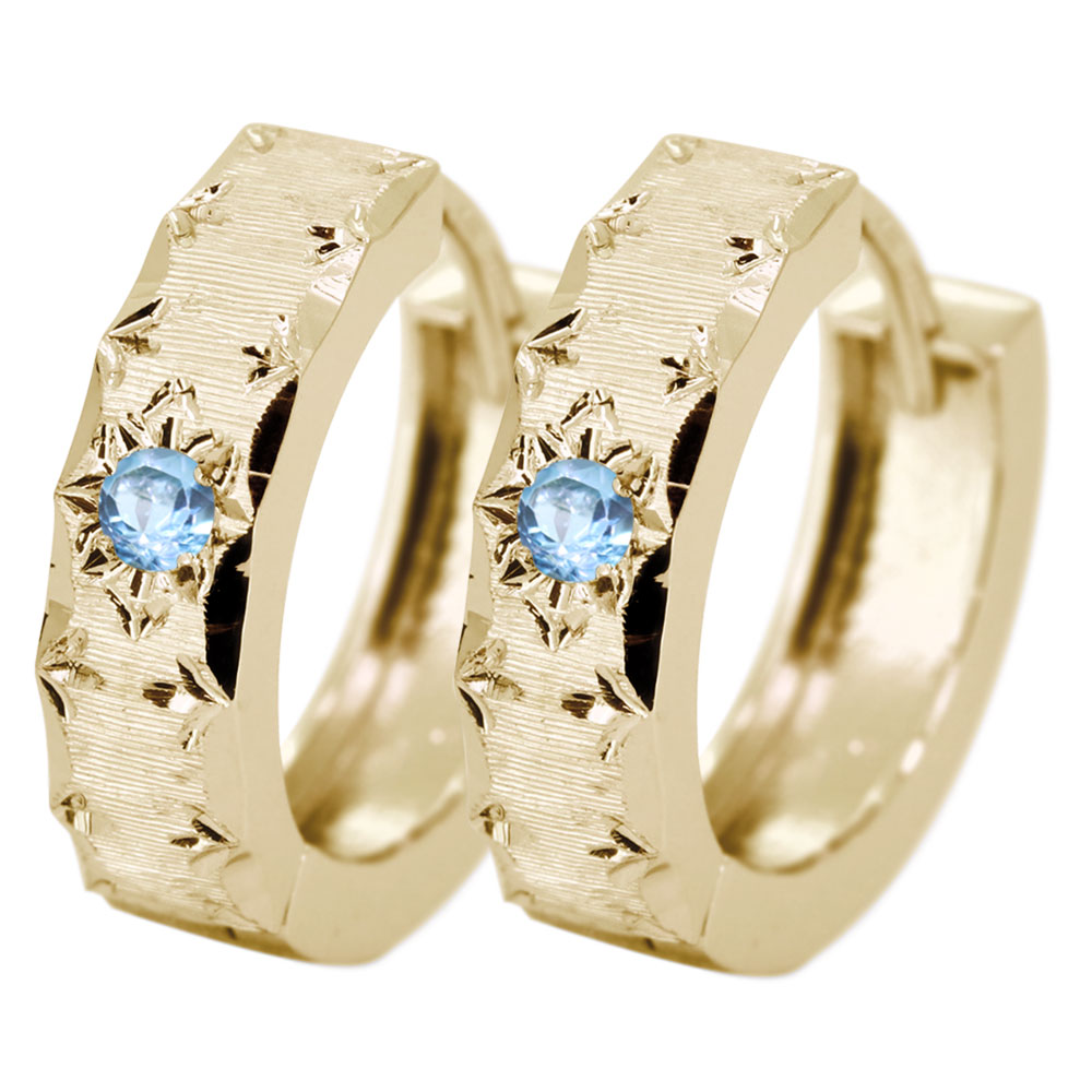 フープピアス ゴールド 18k 18金 ピアス レディース キャッチレス 中折れ式 ブルートパーズ 金属アレルギー対応