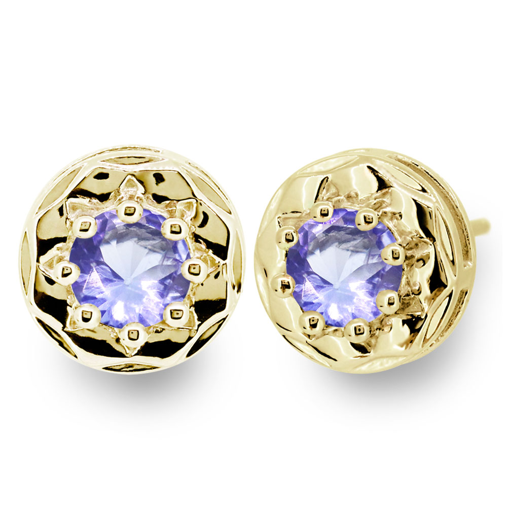 ピアス 18k 18金 レディース 一粒ピアス ゴールド タンザナイト 12月誕生石 両耳 スタッド 大人