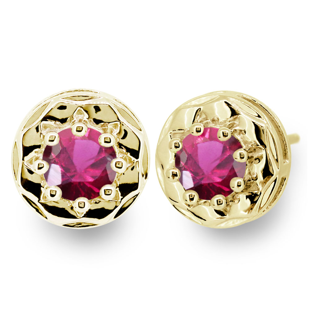 ピアス 18k 18金 レディース 一粒ピアス ゴールド ルビー 7月誕生石 両耳 スタッド 大人