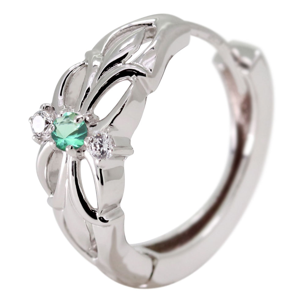 プラチナ ピアス 百合の紋章 フープピアス メンズ 片耳用 エメラルド リングピアス 透かし レディース 52,560円