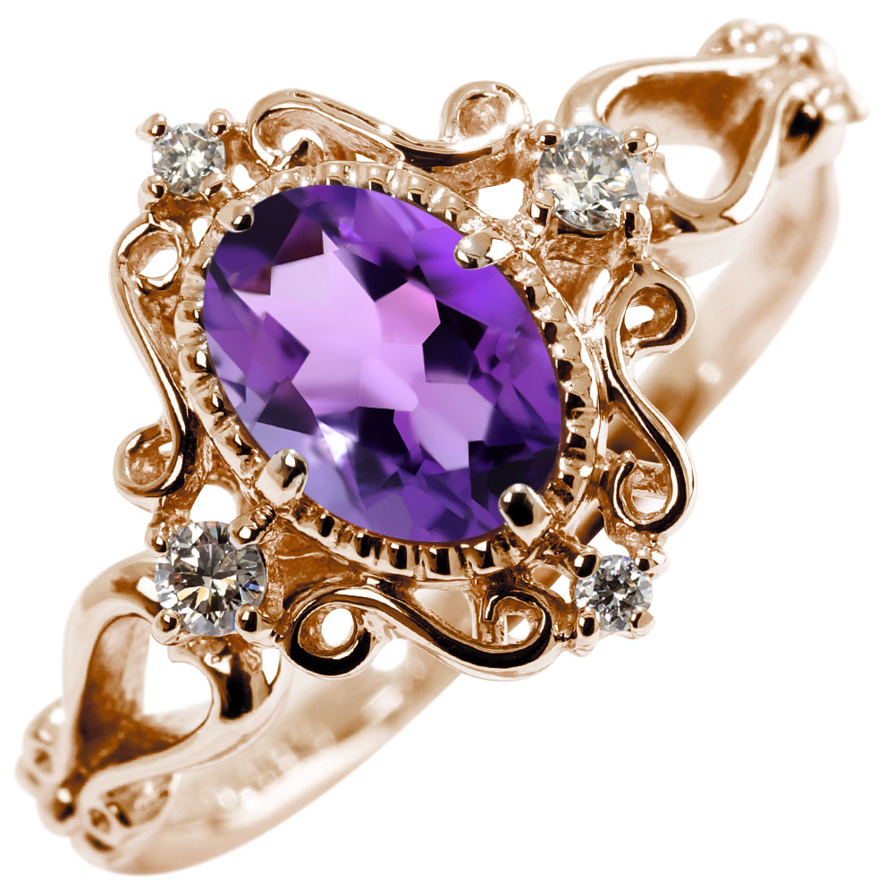 楽天市場】アメジスト 大粒6ミリ リング（指輪）レディース K10