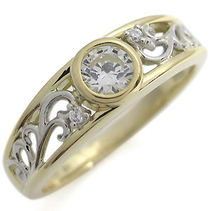 コンビ・エンゲージリング・ダイヤモンド・リング・婚約指輪・0.3ct・18金・爪なし｜PLEJOUR 誕生石ジュエリー専門店