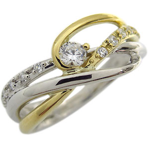 プラチナ・18金・コンビ・エンゲージリング・一粒・ダイヤモンド・婚約指輪|PLEJOUR 誕生石ジュエリー専門店
