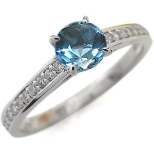 プラチナ ハーフエタニティ 婚約指輪 ブルートパーズ リング｜PLEJOUR 誕生石ジュエリー専門店