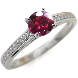 【10%OFF】ルビーリング ハーフエタニティ エンゲージリング 大粒 18K 婚約指輪