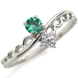【10%OFF】一粒 エメラルド 婚約指輪 エメラルドリング K18 ピンキーリング