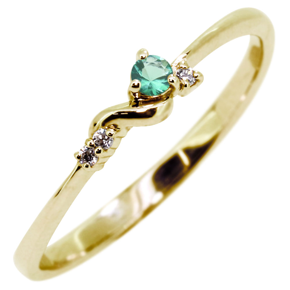 ナノ エメラルド リング レディース 指輪 イエローゴールド 加工 ブランド