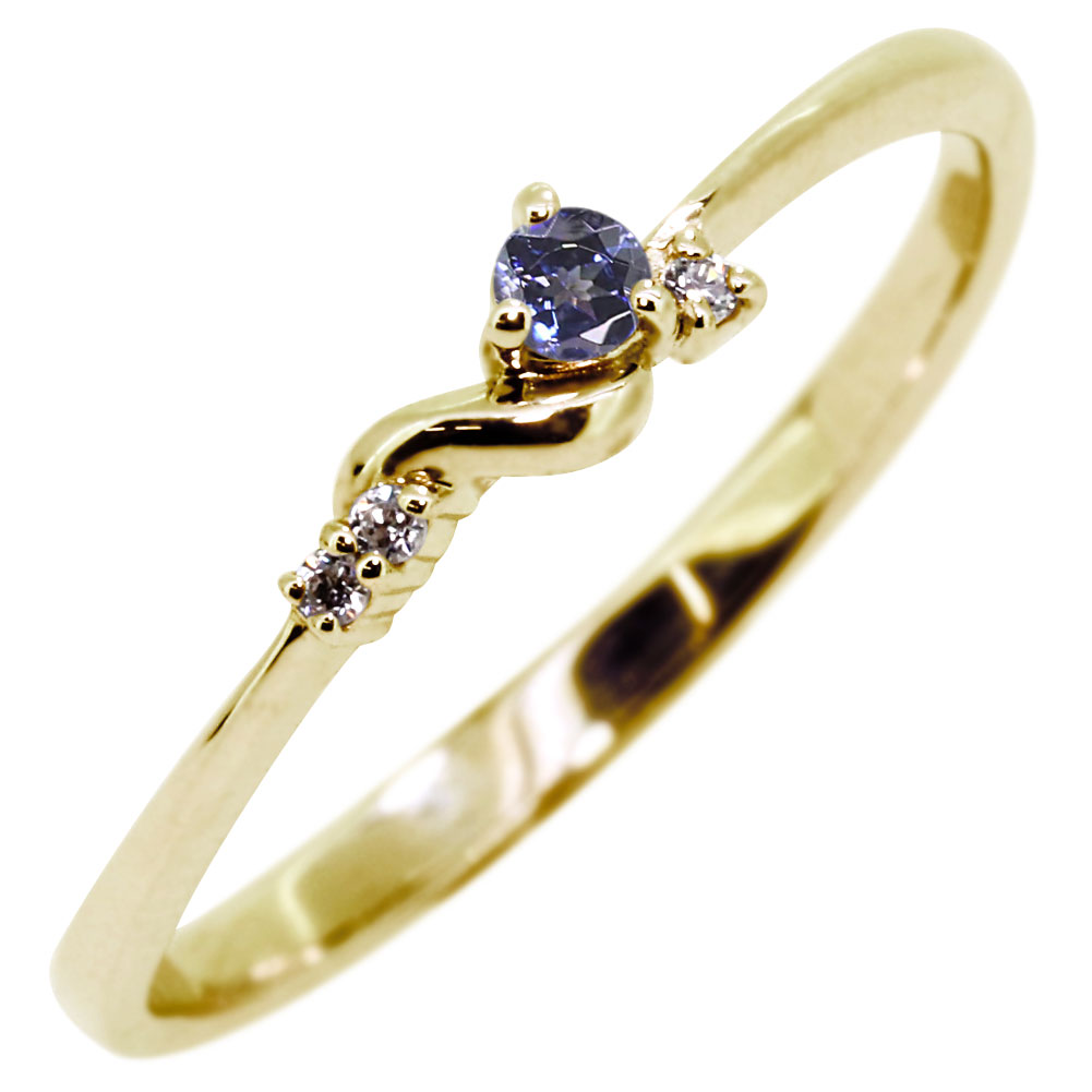 ベニトアイト ピンキーリング 18金 18k 指輪 天然石 リング レディース イエローゴールド ピンクゴールド シンプル 華奢 普段使い 女性 大人可愛い
