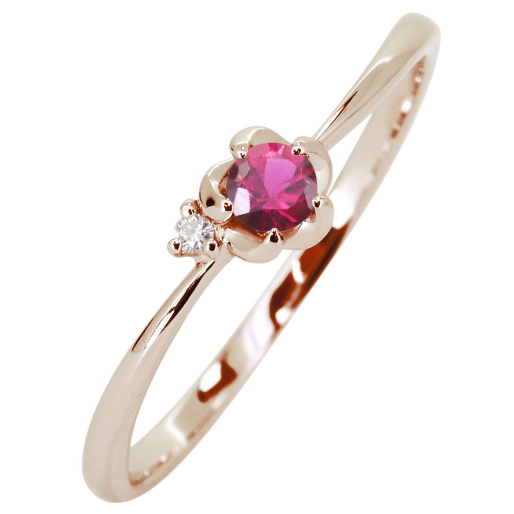 楽天市場】指輪 18金 ルビー リング 花 ピンキーリング フラワー