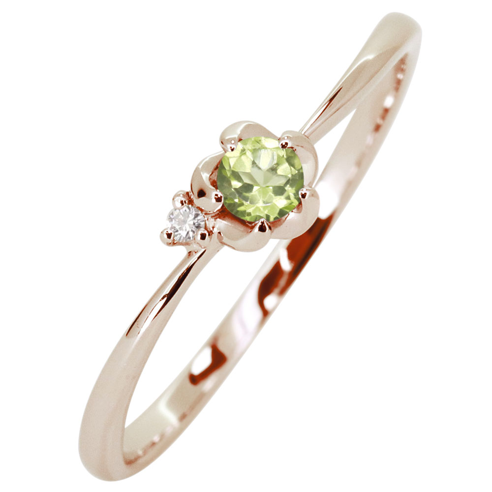 18金 リング 指輪 レディース ゴールド 18k ピンキーリング 花 フラワー 誕生石 普段 使い 自分用