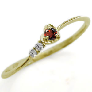 ハート ガーネット ピンキーリング 18金 18k 指輪 ファランジリング｜PLEJOUR 誕生石ジュエリー専門店
