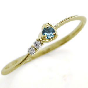 ハート ブルートパーズ ピンキーリング 18金 18k 指輪 ファランジリング