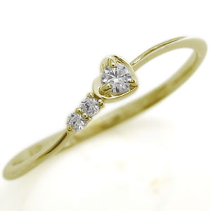 ハート ダイヤモンド ピンキーリング 18金 18k 指輪 ファランジリング｜PLEJOUR 誕生石ジュエリー専門店