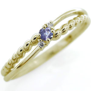 ピンキーリング 一粒 指輪 18金 18k タンザナイト リング