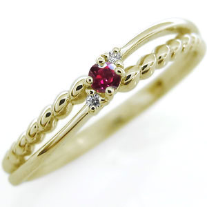 ピンキーリング 一粒 指輪 18金 18k ルビー リング