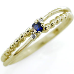 ピンキーリング 一粒 指輪 18金 18k サファイア リング