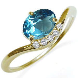 楽天市場】ブルートパーズ 指輪 大粒 一粒 k18 ブルートパーズリング