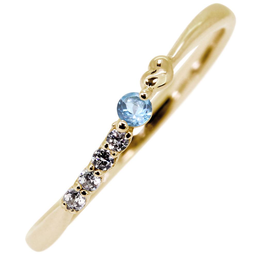 ファランジリング ブルートパーズ 18金 18k 華奢 ハート リング 指輪 レディース ピンキーリング かわいい｜PLEJOUR 誕生石ジュエリー専門店