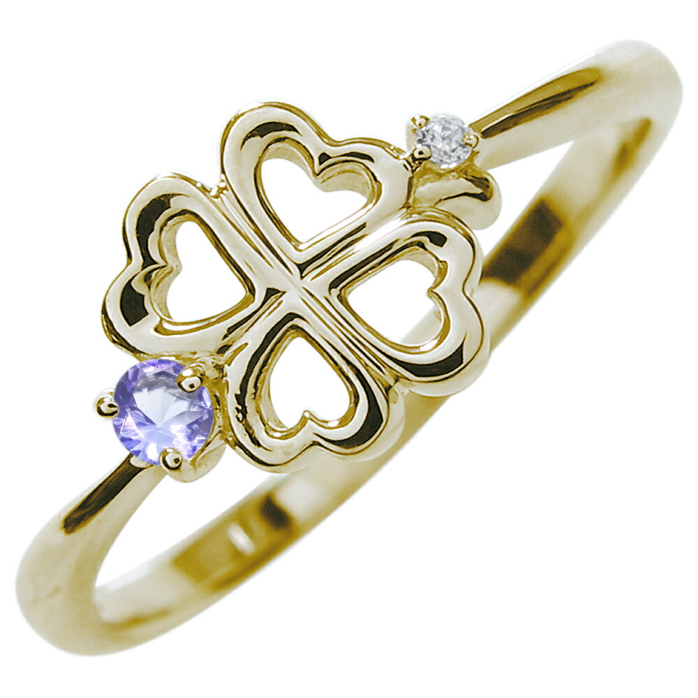 タンザナイト クローバー 指輪 18金 18k リング ピンキーリング