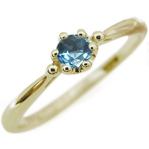 【10%OFF】ピンキーリング 一粒 ブルートパーズ 婚約指輪 18金 リング