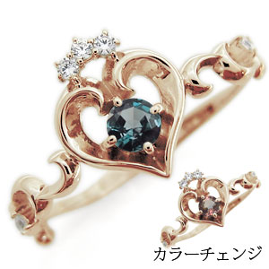 ハート リング アレキサンドライト リング 唐草 華奢 リング 10金 指輪|PLEJOUR 誕生石ジュエリー専門店
