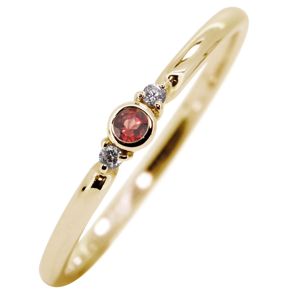 彫金作品　ガーネットとSILVERのシンプルリング 彫金作品 ガーネットとSILVERのシンプルリング