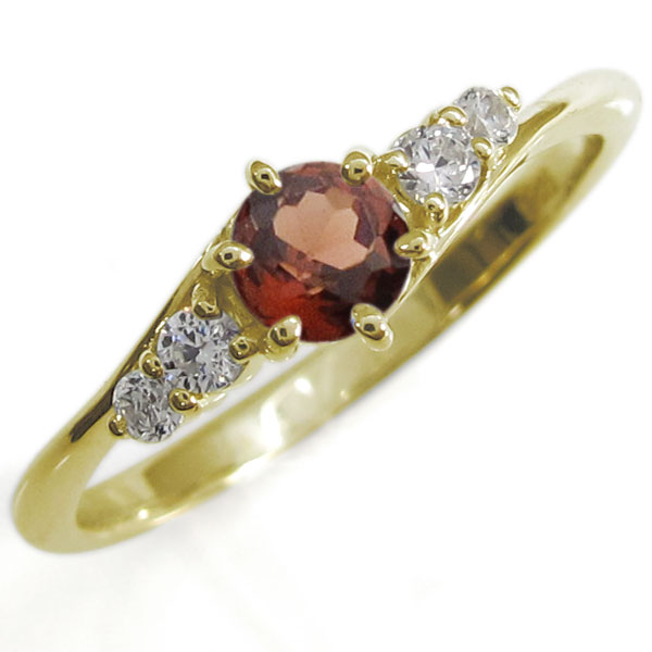 ガーネット 婚約指輪 シンプルリング 上品 18金 リング