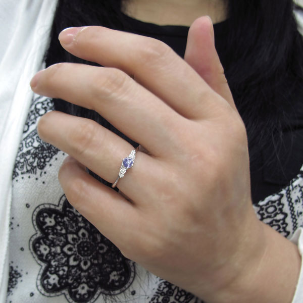 タンザナイトリング シンプルリング K10 婚約指輪 一粒 ブライダル ...