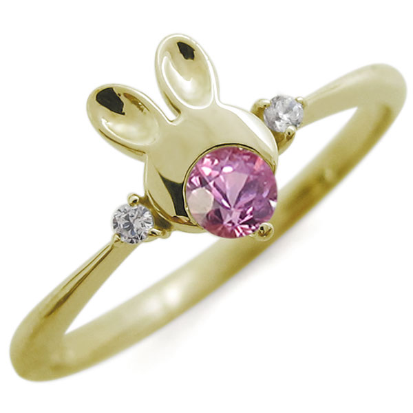 楽天市場】ピンクサファイア うさぎモチーフ ラビット リング K10 兎