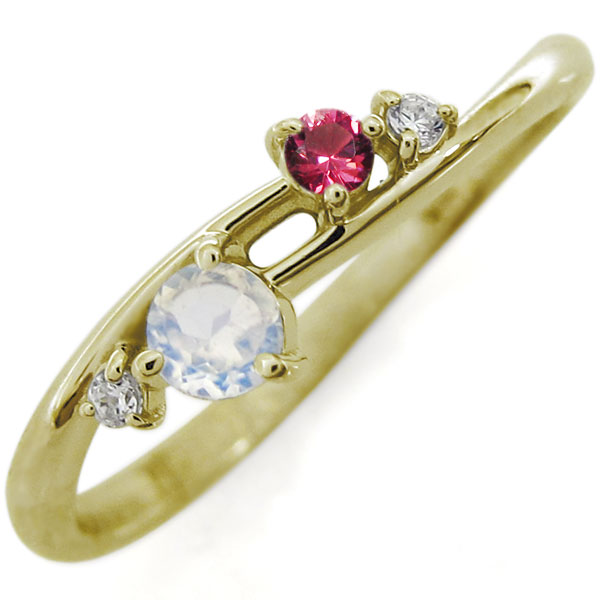 シンプルリング ライン エンゲージリング ロイヤルブルームーンストーン 婚約指輪 18金｜PLEJOUR 誕生石ジュエリー専門店 86,900円