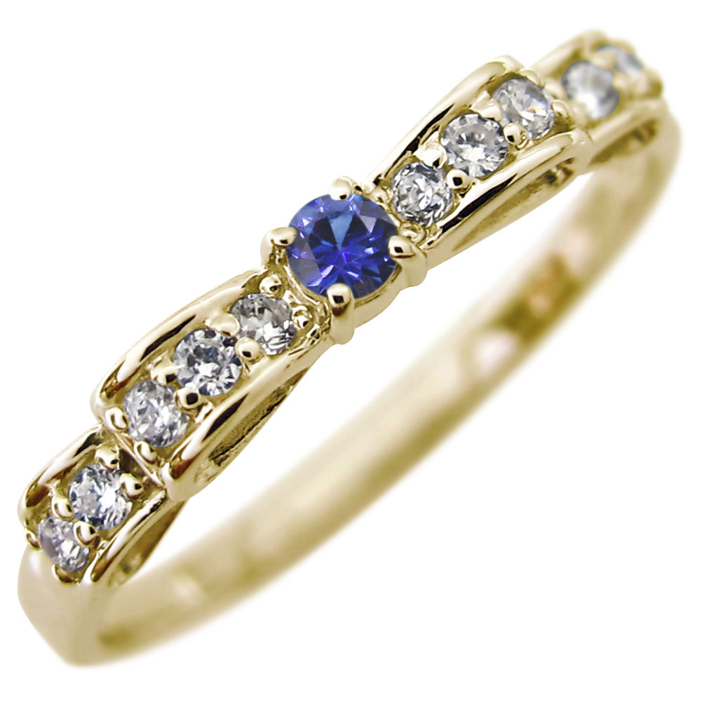 リボン型　サファイアとダイヤ　k18リング 3g mr-0093-9-yg-kago01.jpg