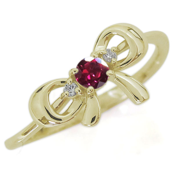 楽天市場】リボンモチーフ ルビー エンゲージリング 可愛い りぼん 10