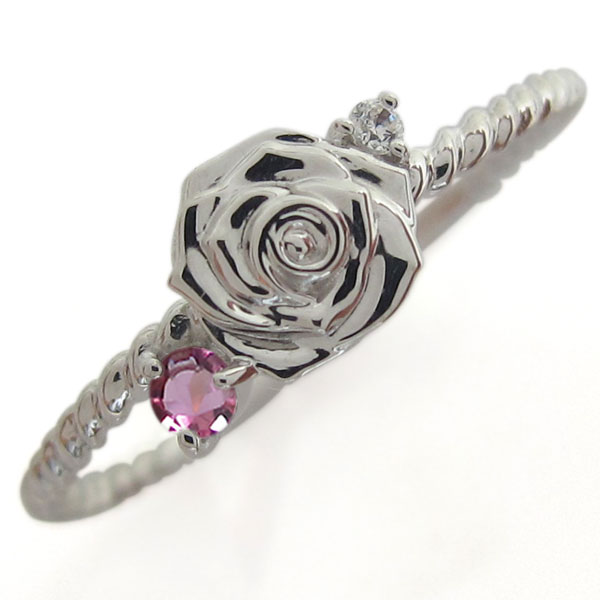 ピンクトルマリン リング 薔薇モチーフ 指輪 シルバーアクセサリー|PLEJOUR 誕生石ジュエリー専門店