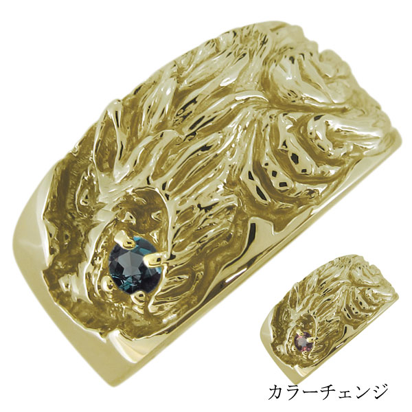 指輪 メンズ 狼 オオカミ アレキサンドライト 希少石 10金 ウルフリング 父の日 2026｜PLEJOUR 誕生石ジュエリー専門店