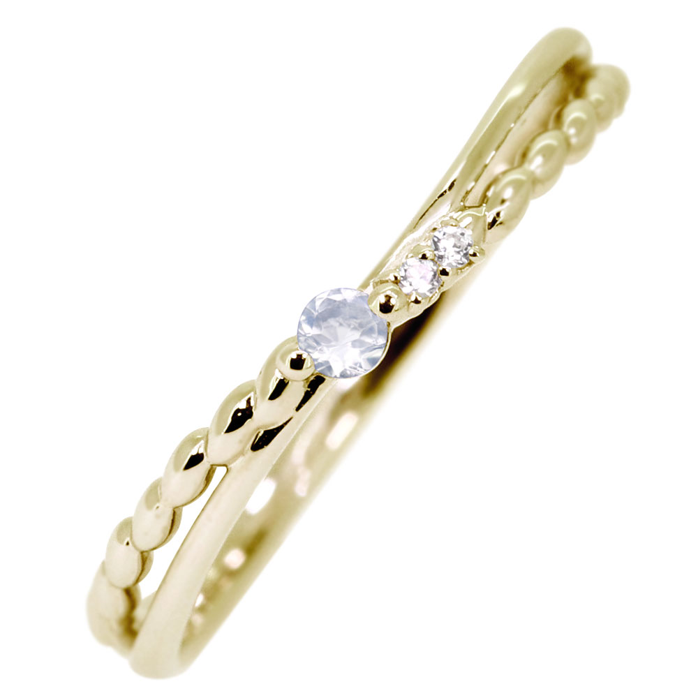 ロイヤルブルームーンストーン 華奢 リング 18金 指輪 ピンキーリング レディース シンプル 誕生石 6月 シンプル 18k ゴールド 女性 上品｜PLEJOUR 誕生石ジュエリー専門店