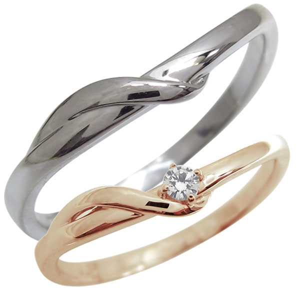 結婚指輪 ペアリング カップル 2個セット 2本セット ピンクゴールド 18金 プレゼント ダイヤモンド|PLEJOUR 誕生石ジュエリー専門店
