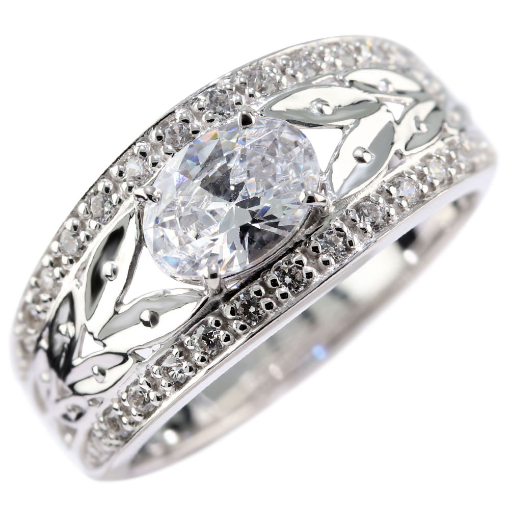 シルバーリング 誕生日プレゼントキュービックジルコニア ハーフエタニティリング シルバー925 ジュエリー リーフモチーフ レディース キュービックジルコニア 自分用 おしゃれ リーフデザイン 葉っぱ ゴージャス 高級 人気