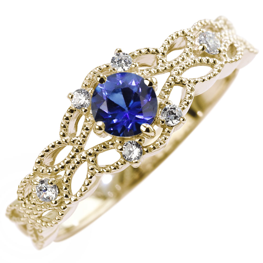 18金 リング レディース サファイア 天然石 9月 上品 指輪 リーフ キラキラ 女性 ミル打ち 18k 透かし 誕生石 バタフライ お花 ブランド オリジナル ジュエリー 日本製