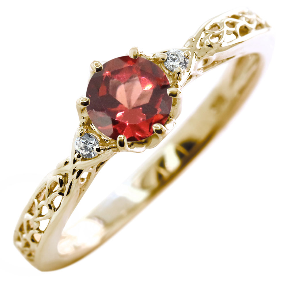 ガーネット リング 18金 1月誕生石 指輪 ゴールド ガーネットリング レディース 18K 18金指輪 誕生石リング ゴールドリング 花 フラワー アクセサリー アニバーサリー 合格祝 大人可愛い 工房直販