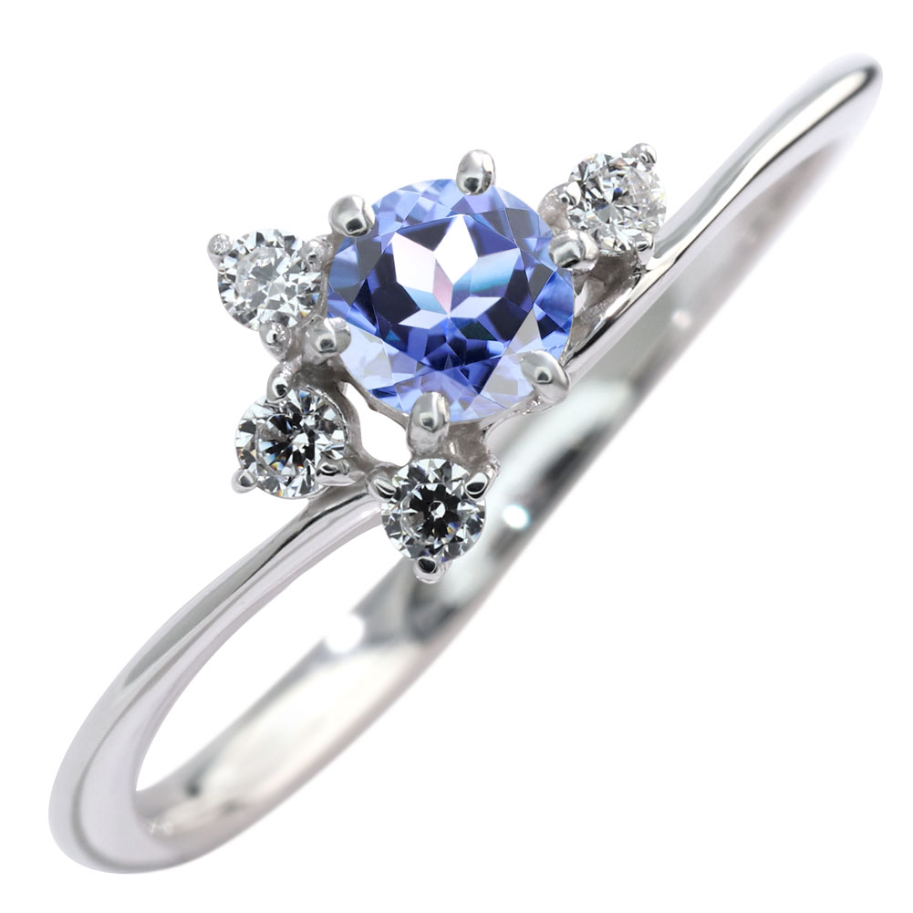 指輪 シルバー925 レディース リング SV925 タンザナイト 12月誕生石 花 フラワーリング 天然石 ウェーブライン 華奢 かわいい 大人 女性 シルバーリング おしゃれ