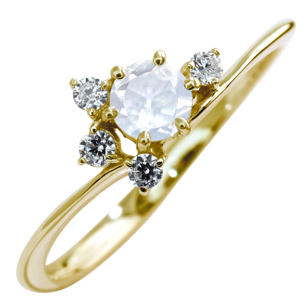 リング レディース 誕生石 指輪 ブルームーンストーン 18金 K18 ゴールド リング 天然石 6月 フラワー かわいい 花 ジュエリー 自分用 ご褒美 上品 女性 彼女 誕生日 記念日