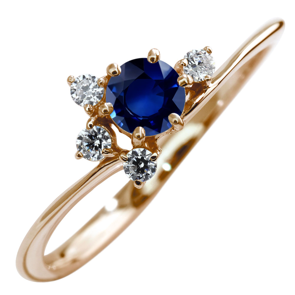 指輪 レディース リング 10金 サファイア 花 フラワーリング K10 9月誕生石 ウェーブライン 細身 かわいい 大人女子 ジュエリー おしゃれ 普段使い 上品|PLEJOUR 誕生石ジュエリー専門店