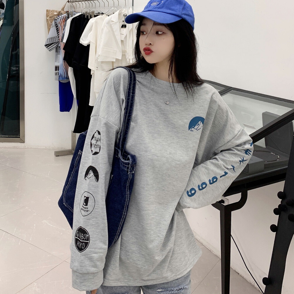 クーポンで25％OFF】ロンT トップス 長袖 Tシャツ 袖プリント