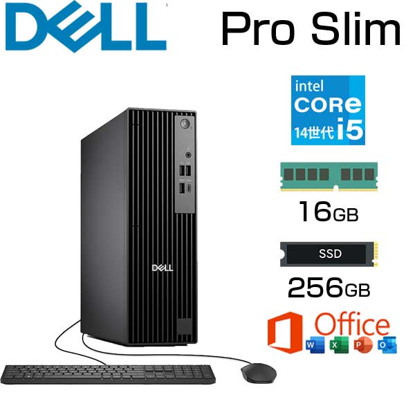 【ポイント最大28倍】 【MS Office付き】 DELL デスクトップパソコン Pro Slim intel Core i5 14500 5.0GHz 14コア メモリ 16GB DDR5 SSD 256GB DVDスーパーマルチ Windows11 Pro 有線LAN 省スペース デル でる デスクトップ PC｜アウトレットPC パソコン プレクス 92,400円